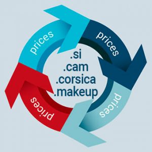 prijsverlangingen .si, .cam, .corsica en .makeup domeinen