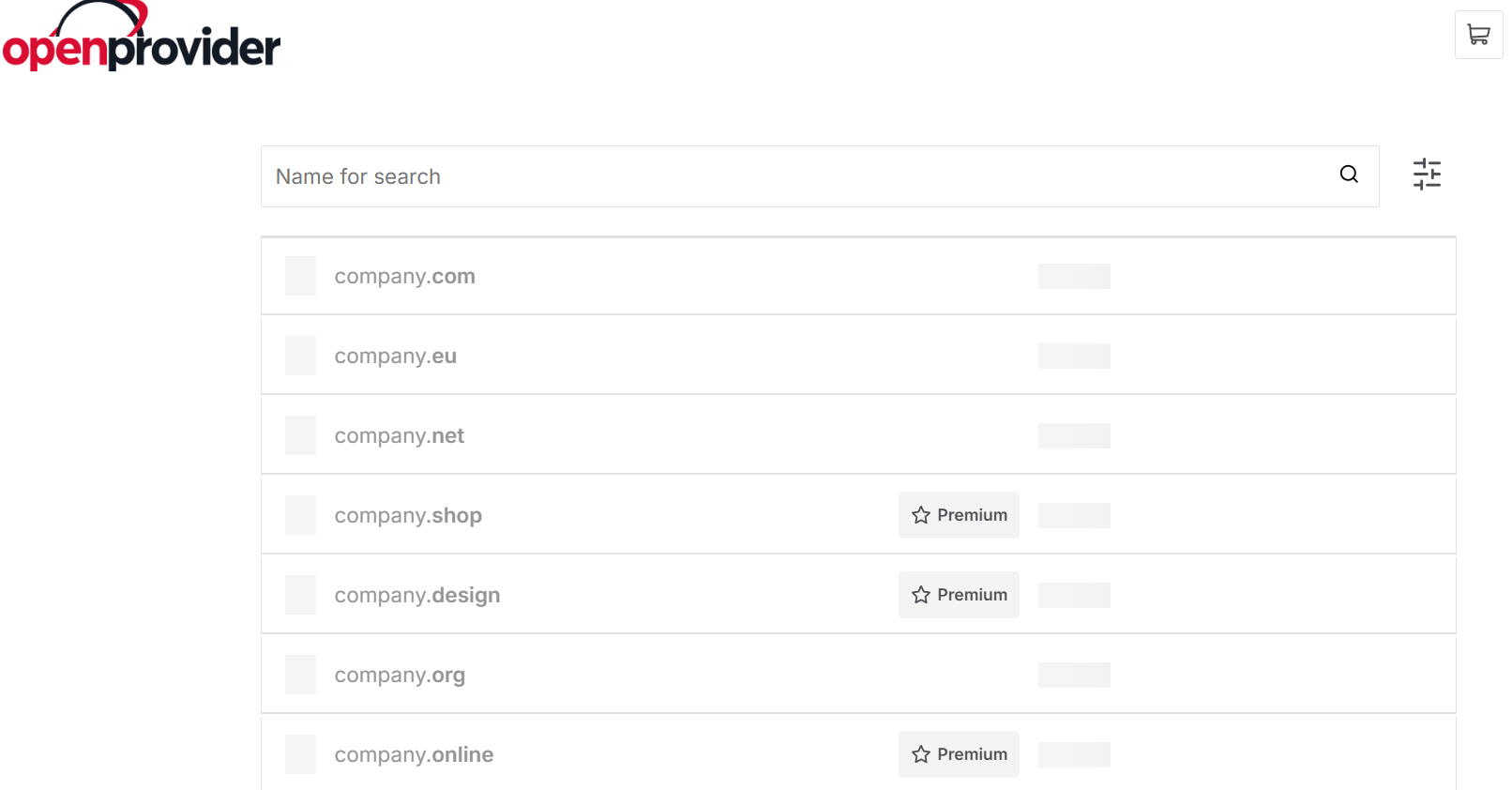 domain name research tool of openprovider