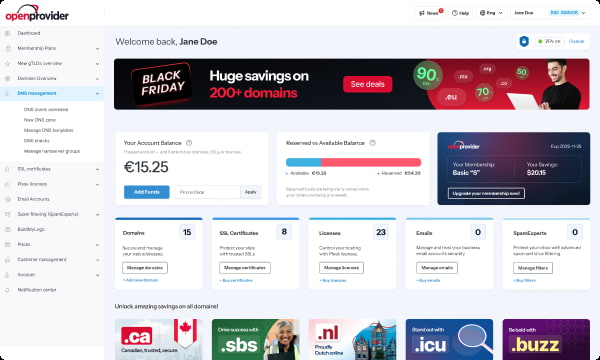 openprovider rcp dashboard